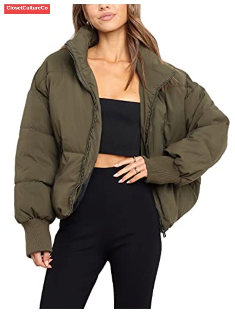 Lianlive Women's Cropped Puffer Jacket Lightweight Winter Quilted Coat